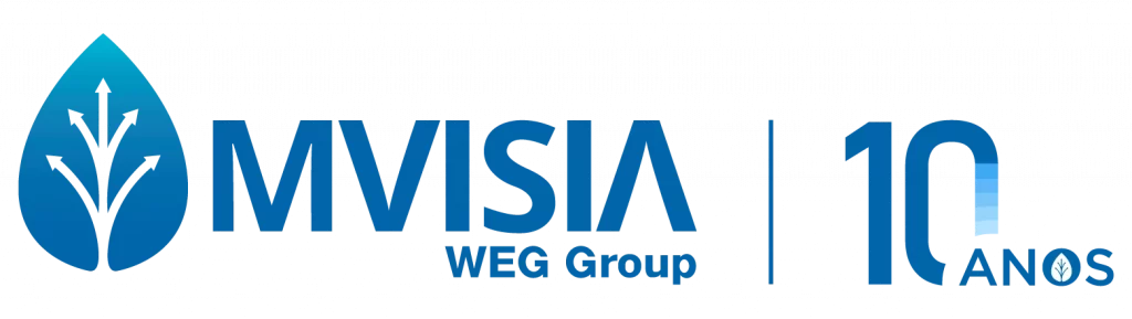 Logo da empresa MVISIA e legenda 10 Anos